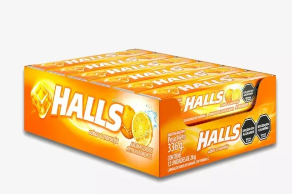 Caja de caramelos Halls sabor naranja